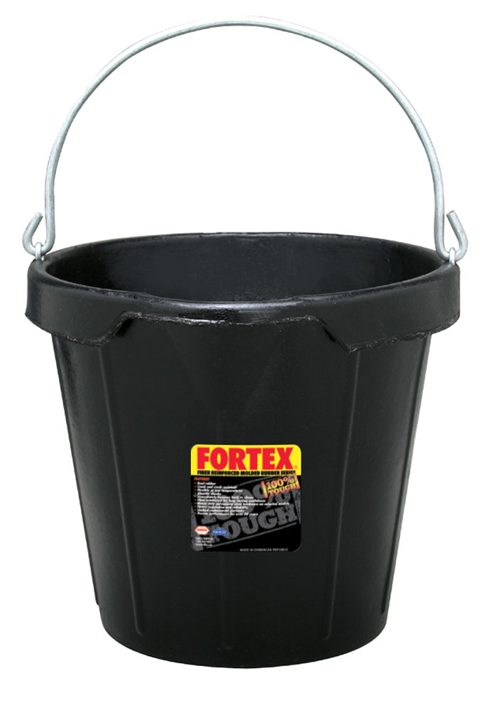 Fortex N-400-8BX Molded Rubber Utility Pail, Black, 8 qt