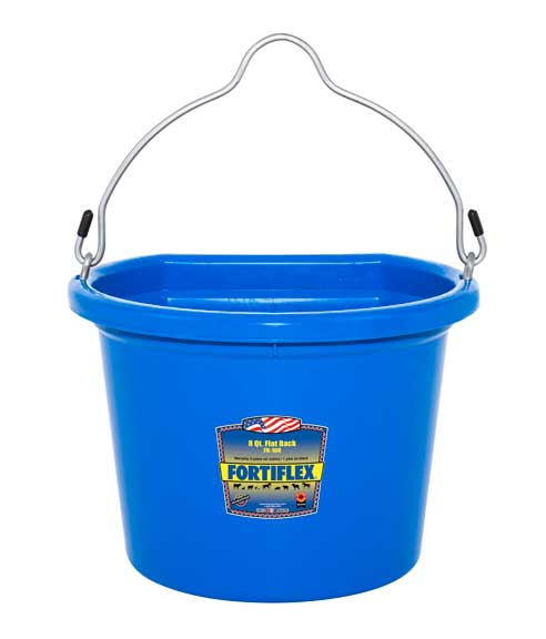 FB-108-Flat-Back-Bucket-8Qt - BLUE - Front-View - with product label
