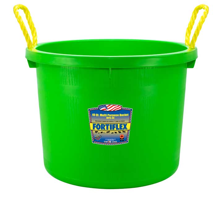 MPB-40-Multi-Purpose-Bucket-40Qt - MANGO-GREEN - Front-View - with product label