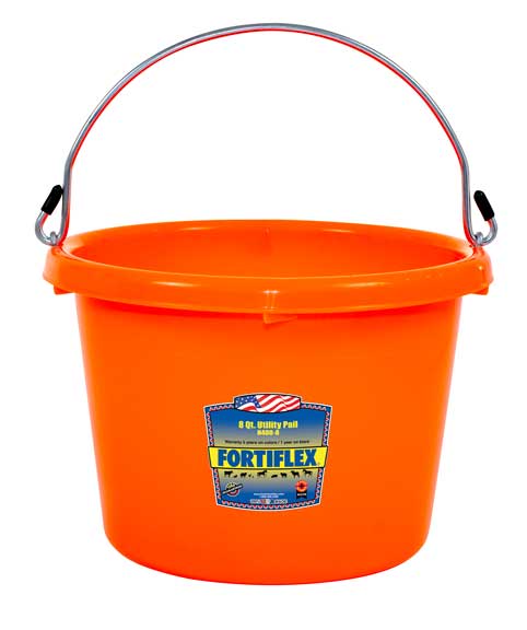 N400-8-Utility-Pail-8Qt - TANGERINE-ORANGE - Front-View - with product label
