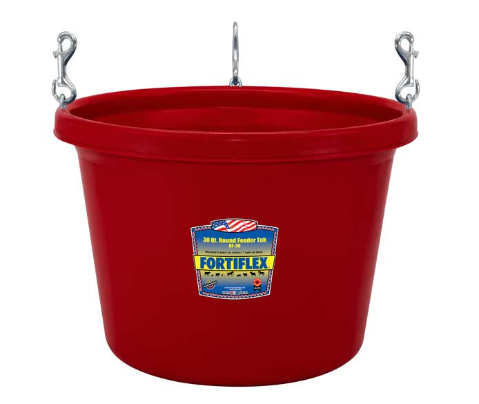 RF-30-Round-Feeder-and-Tub - RED - Front-View - with product label